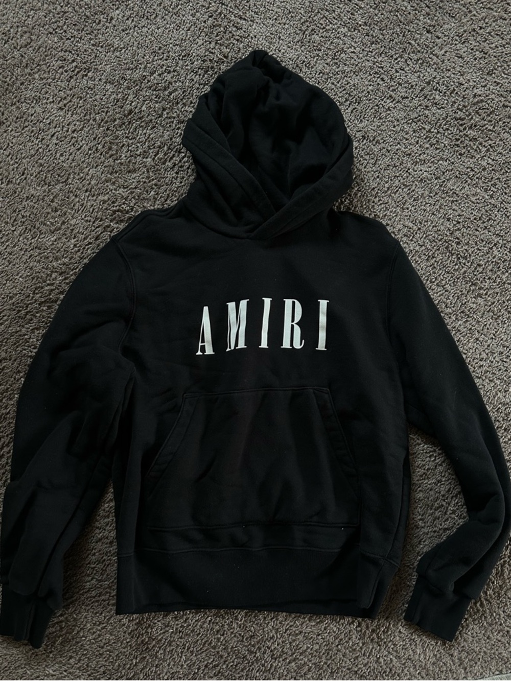 AMIRI Black Hoodie with White Logo - Men's Sweater